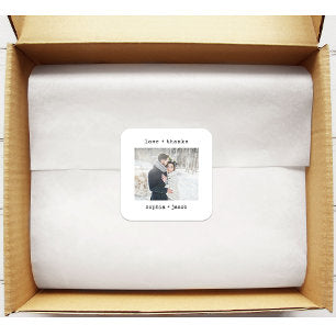 Minimalist Typewriter Thank you Photo Wedding Square Sticker