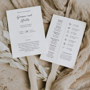 Minimalist Wedding Program (set of 10) Hand Fan