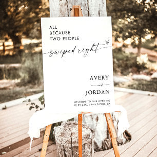 Minimalist Wedding Welcome Sign Swipe Right Sign