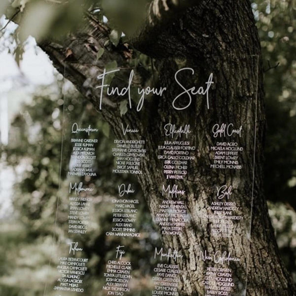 Hannah Wedding Seating Chart Acrylic Find Your Seat Sign, Custom Wedding Reception Signage