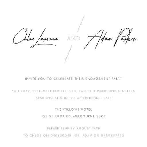 Modern Mode Engagement Invitations by Shab M.