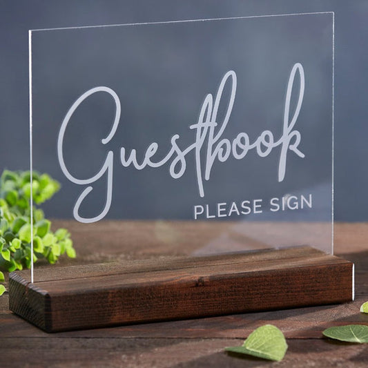 Modern Script Acrylic Wedding Guestbook Sign