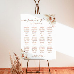 Modern Boho Wedding Seating Chart Pampas Grass Foam Board