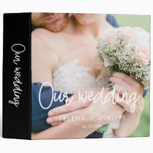 Modern calligraphy wedding photo album binder