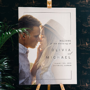 Modern chic minimalist photo wedding welcome sign