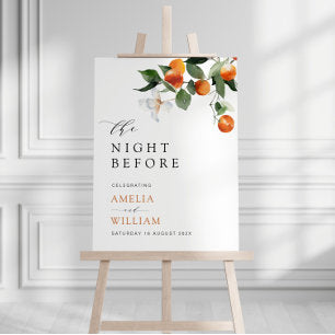 modern citrus oranges greenery wedding sign