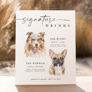 Modern Dog Signature Drinks Wedding Pet Bar Sign