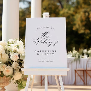 Modern Elegant Black Calligraphy Wedding Welcome Poster