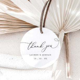 Modern Elegant Calligraphy Wedding Thank You Favor Tags