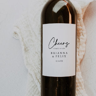 Modern Elegant Cheers Wedding Wine Labels