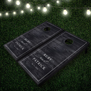 Modern Elegant Custom Names Wedding Date Cornhole Set