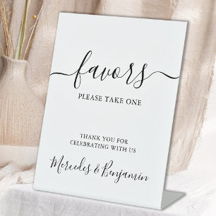 Modern Elegant Personalized Wedding Favors Table Pedestal Sign