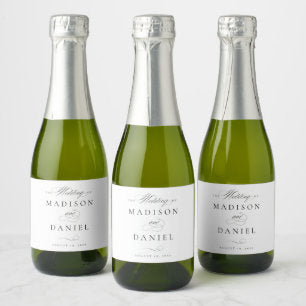 Modern Elegant Script Classic Wedding Sparkling Wine Label