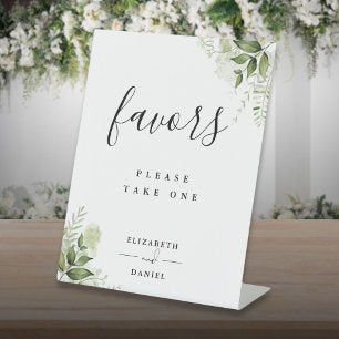 Modern Floral Greenery Favors Table Pedestal Sign
