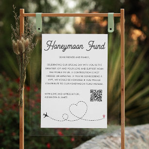 Modern Honeymoon Fund QR Code Wishing Well Poster