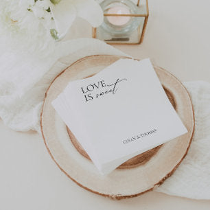 Modern "Love is Sweet" Napkins for Wedding Bar