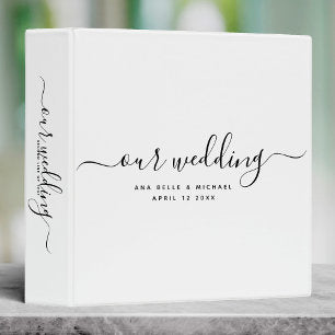 Modern Minimal Elegant Calligraphy Wedding Album 3 Ring Binder