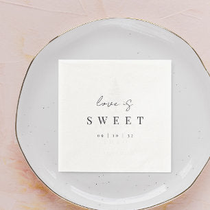Modern Minimal Script Love is Sweet Wedding Napkins