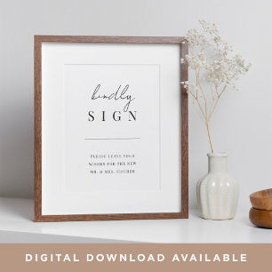 Modern Minimal Script Wedding Guestbook Sign