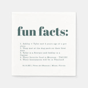 Modern Minimal Teal Fun Facts Wedding Napkins