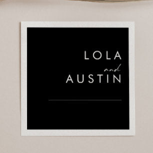 Modern Minimalist Black Wedding Napkins
