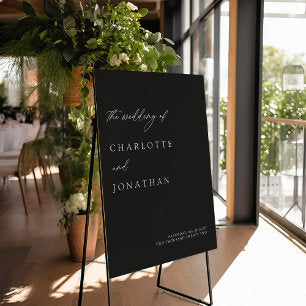 Modern Minimalist Black Wedding Welcome Sign