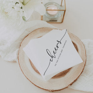 Modern Minimalist Calligraphy "Cheers" Wedding Nap Napkins