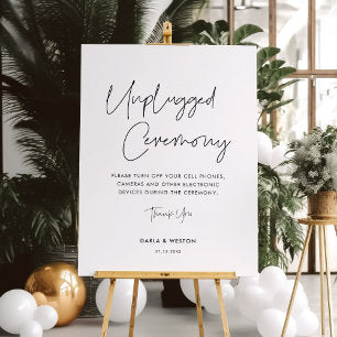Modern minimalist Unplugged ceremony wedding sign