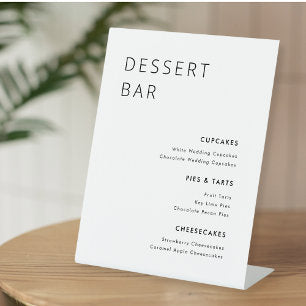 Modern Minimalist Wedding Dessert Bar Menu Pedestal Sign