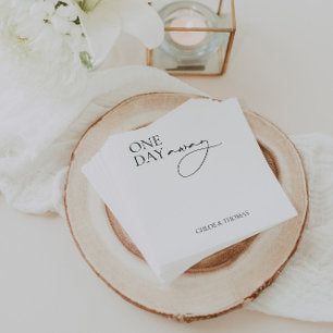 Modern "One Day Away" Napkins for Rehearsal Dinner
