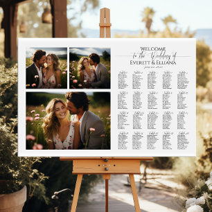 Modern photo collage wedding seating chart
