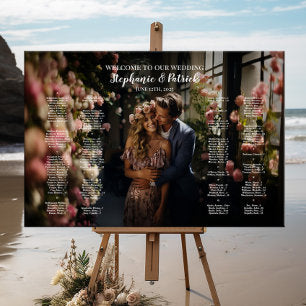Modern photo wedding seating chart alphabetical foam board