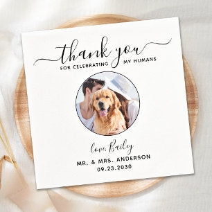 Modern Script Custom Photo Thank You Pet Wedding Napkins