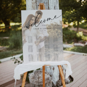 Modern Script Photo Wedding Seating Chart