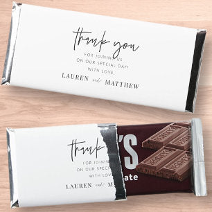 Modern Simple Minimalist Chic Wedding Thank You Hershey Bar Favors