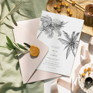 Modern Tropical Elegant Minimalist Wedding Invitation