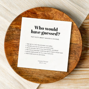 Modern Typography Black White Wedding Fun Facts Napkins