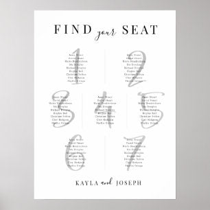 Modern Wedding 7 Table Seating Chart Sign