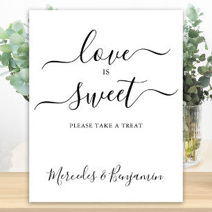 Modern Wedding Love Is Sweet Personalized Table Poster