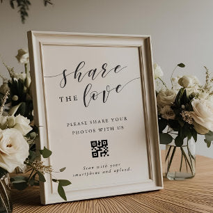 Modern Wedding Share the Love QR code Sign