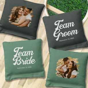 Modern Wedding Team Bride Groom Cornhole Bags
