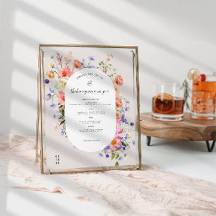 Modern Wildflower Wedding Bar Menu Poster