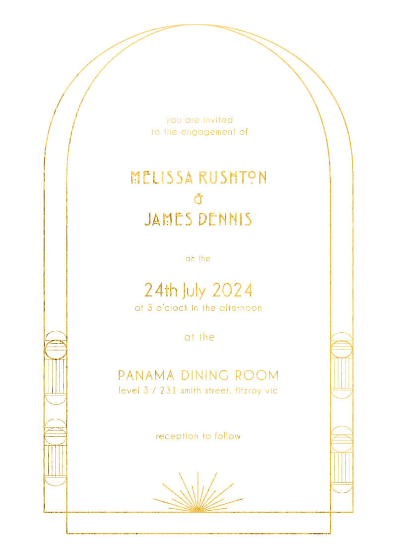 Modern Deco Engagement Invitations by Elisabeth M.