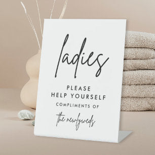 ModernLadies Wedding Bathroom Basket Sign