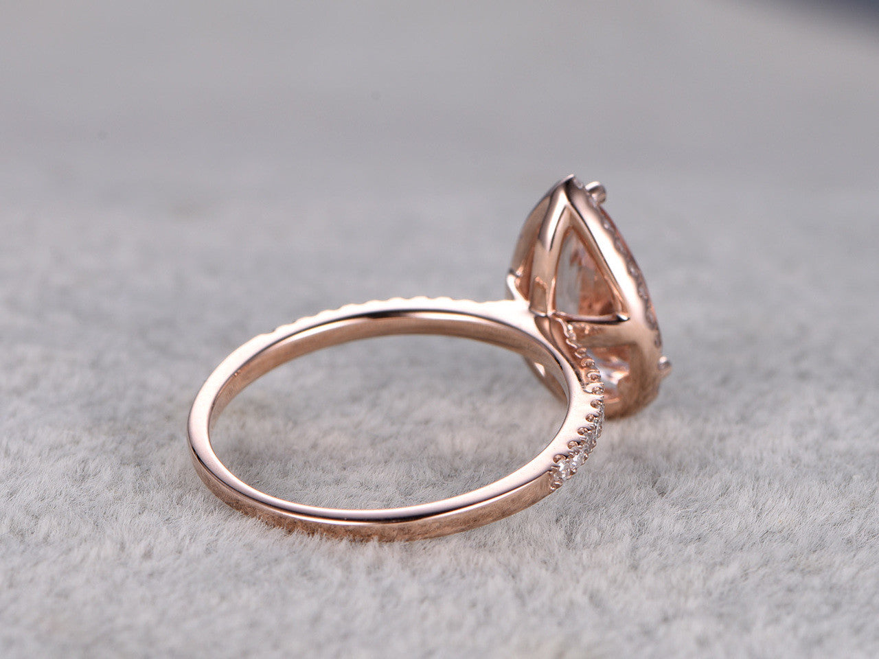 2 Carat Pear Shaped Morganite Engagement Ring Diamond Promise Ring 14k Rose Gold Halo Teardrop Design