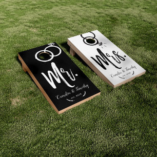 Mr. and Mrs Wedding Rings Cornhole Set
