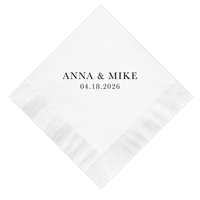 Simple First Names Wedding Cocktail Napkins