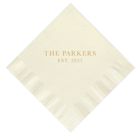 Simple Last Names Wedding Cocktail Napkins