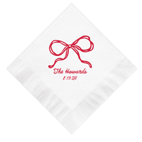 Personalized Whimsical Bow Wedding Cocktail Napkins