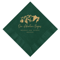 Our Adventure Begins Wedding Napkins - Mountains